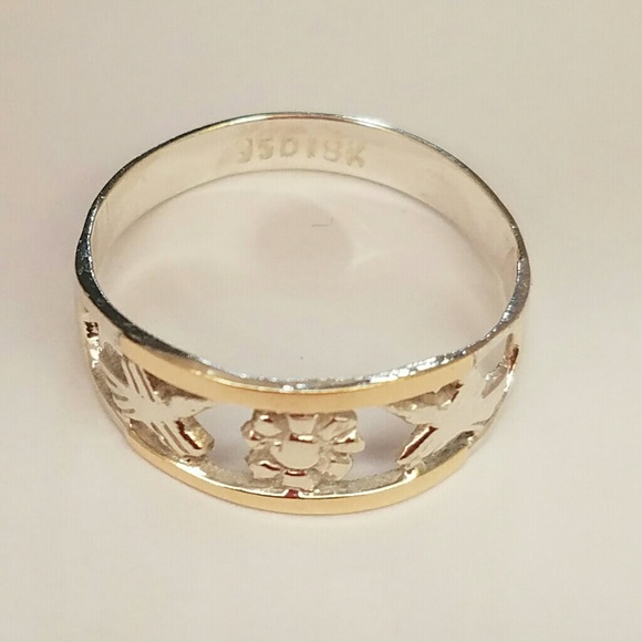 Peru 950 Sterling Silver 18K Gold Women Men Ring11 - Picture 1 of 6